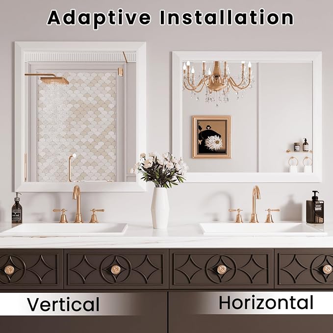 Amorho Bathroom Mirror, 28x32 Inch White Framed Bathroom Mirrors - Image 5