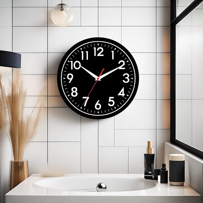DAXSMY Wall Clock Black Battery Operated 10 Inch Simpel Silent Non Ticking - Image 6