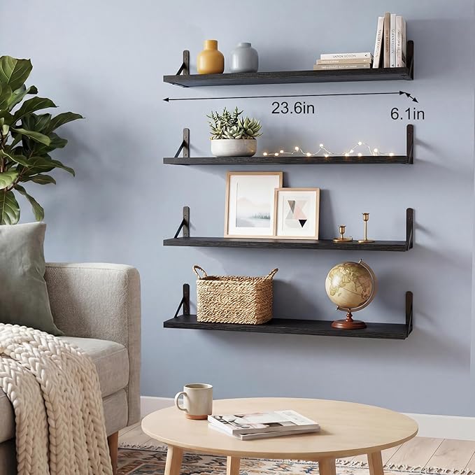 YGEOMER Floating Shelves for Wall, 23in Black Wall Shelves for Living Room - Image 2