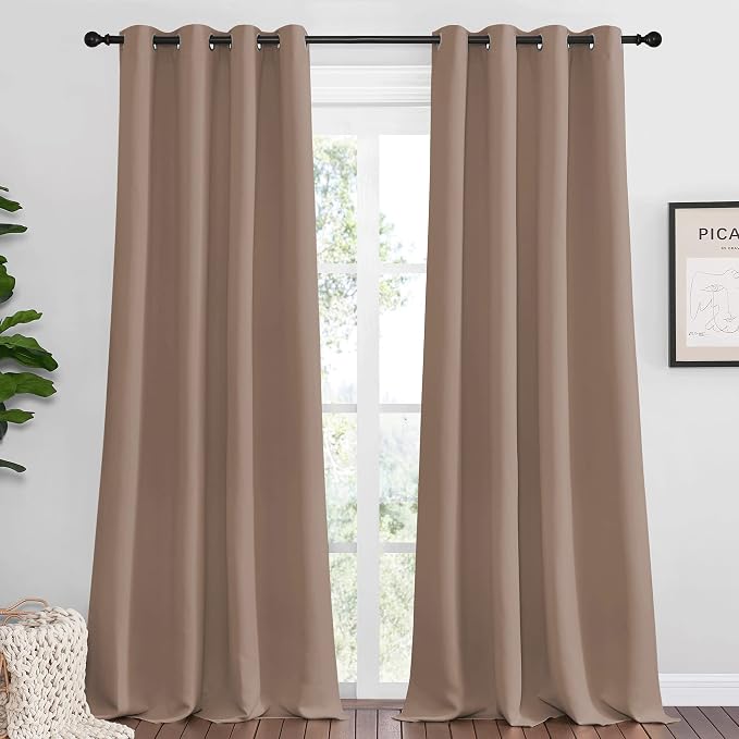 NICETOWN Bedroom Blackout Curtains and Drapes, 55 by 108 Inch, Cappuccino by NICETOWN