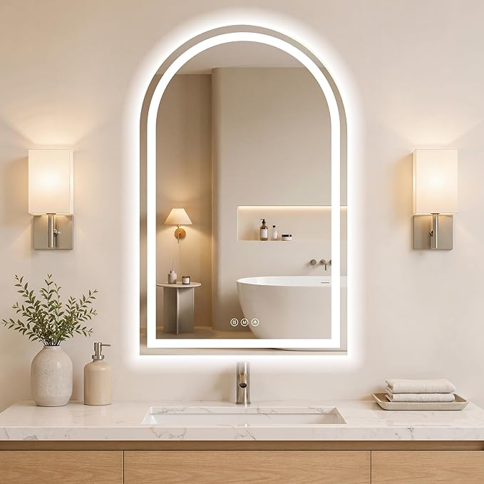 Arched LED Bathroom Mirrors by WISSMILESHOME
