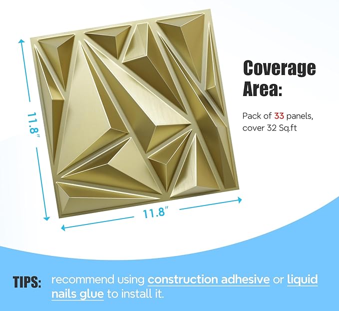 STICKGOO 3D Wall Panels for Interior Wall Decor, Lightning Diamond Textured - Image 4