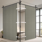 100% Blackout Room Divider Curtains Sets Grey W100 x L84 in 2 Panels No Drill by AJAZZ