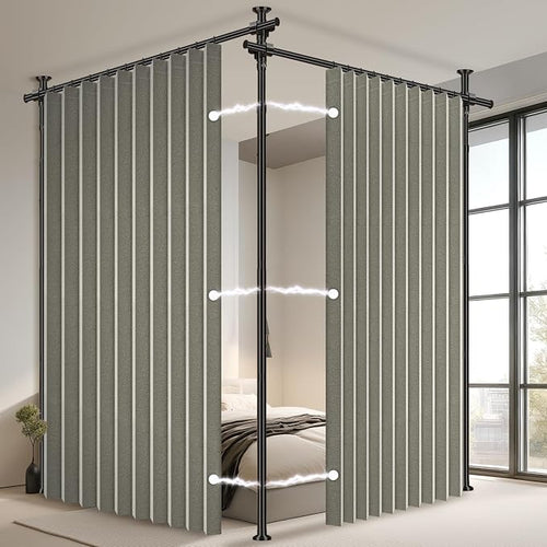 100% Blackout Room Divider Curtains Sets Grey W100 x L84 in 2 Panels No Drill by AJAZZ