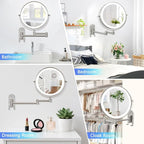 ALHAKIN 9" Wall Mounted Lighted Makeup Mirror, Rechargeable 1X/15X Magnifying - Image 8