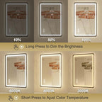 24x36 Inch Black Frame LED Bathroom Mirror - Image 2