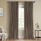 100% Blackout Shield Dark Brown Linen Blackout Curtains by 100BlackoutShield