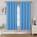 CUCRAF Light Blue Blackout Curtains 54 inch Length 2 Panels Set, Rod Pocket by CUCRAF