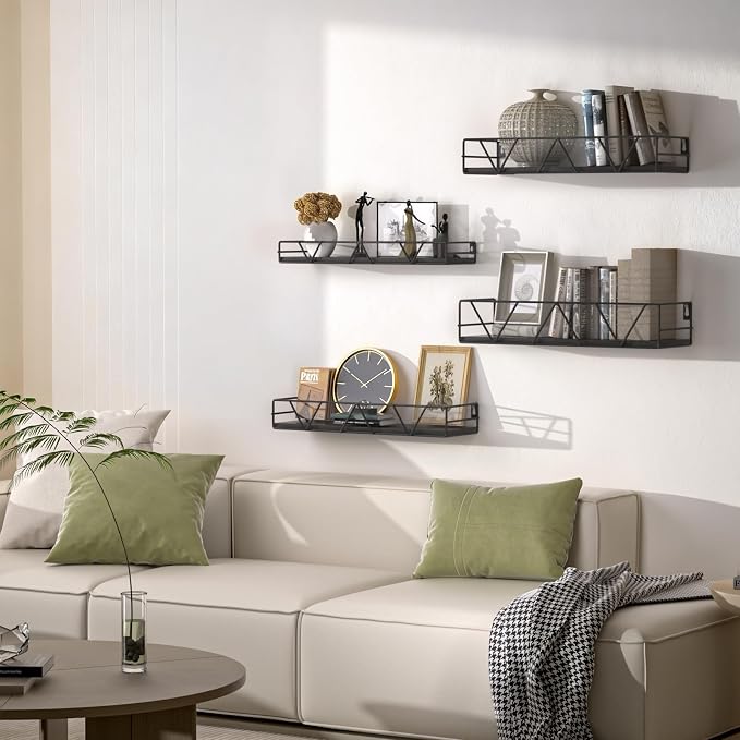 Amaoot Floating Shelves Set of 4, Home Wood Wall Shelf, Farmhouse Shelf - Image 2