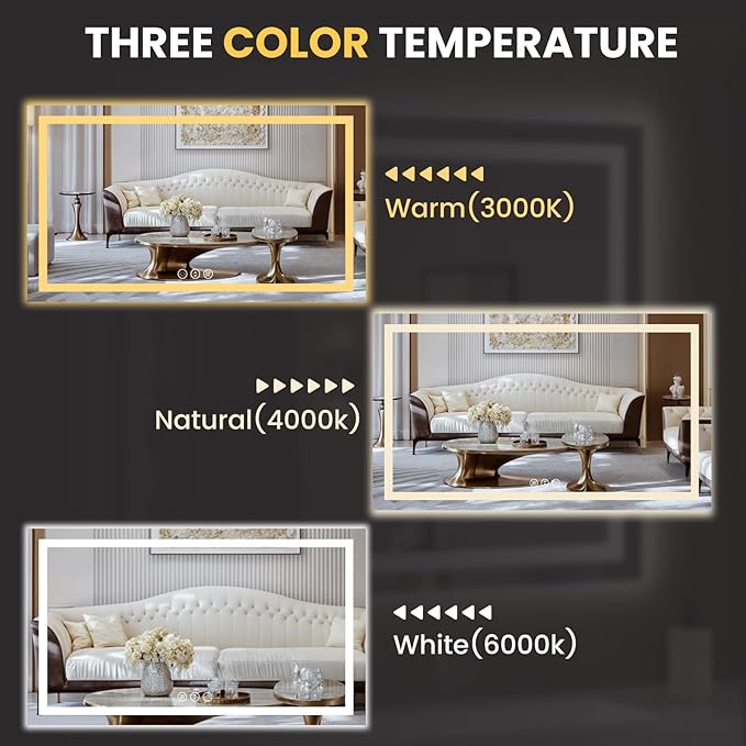 LOAAO 68"x36" LED Bathroom Mirror - Image 5