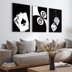 3Pcs Black and White Poker Dice Canvas Wall Art Lucky You Poster Prints Trendy - Image 2