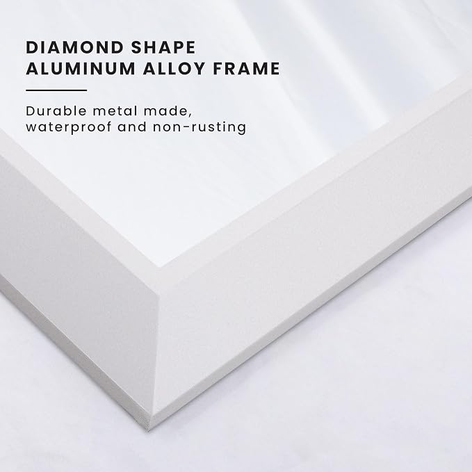 Amorho Bathroom Mirror, 24x30 Inch White Thick Metal Framed Wall Mirrors - Image 2