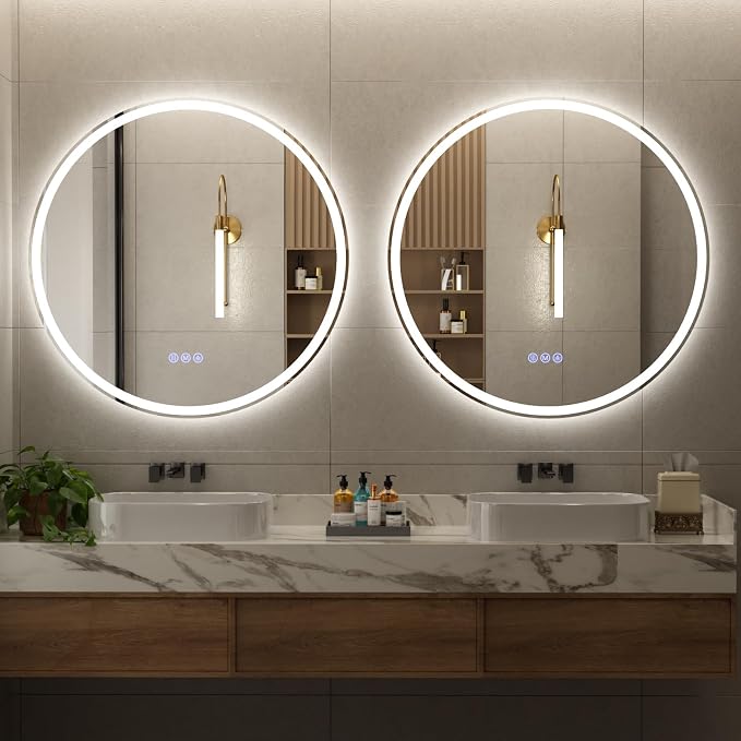 BEAUTYPEAK 24x24 LED Round Bathroom Mirror - Image 7