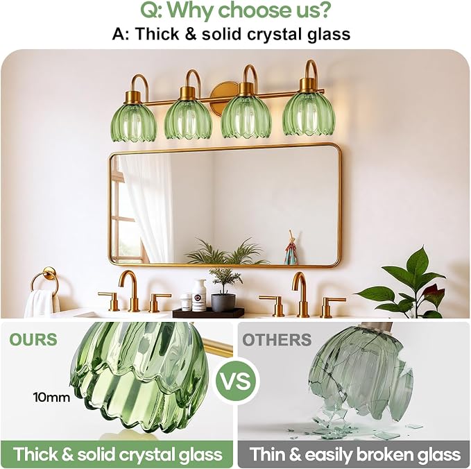 4-Light Bathroom Light Fixtures, Vintage Bathroom Vanity Lighting Fixtures Over - Image 5