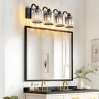 Black 4 Light Fixtures Bathroom Vanity Light Crystal Modern Vanity Over Mirror - Image 2