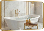 30x48 Inch Oversized Matte Gold Bathroom Vanity Mirrors | Flush Mount Deep Set by Pocetry