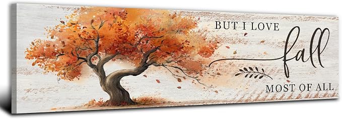 Fall Wall Art Autumn Tree Landscape Wall Decor Vintage Rustic Fall Picture by AREBOLOLLC