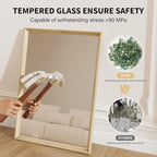 Oak Wood Effect Framed Wall Mirror, 36x36 Rectangle Mirror, Anti-desilvering - Image 8