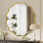 VooBang Gold Scalloped Circle Mirror, Hanging Leaning by VooBang