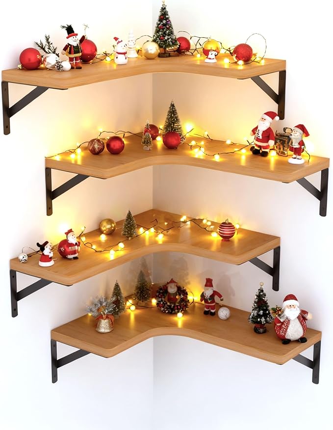 LEOPO Corner Floating Shelves Wall Mounted Set of 6, Corner Wall Shelves Rustic by FinestHomeDecor