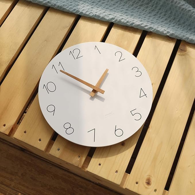 mooas Flatwood Wall Clock, Analog Wall Clock, Silent Non-Ticking 12 inch Modern - Image 8