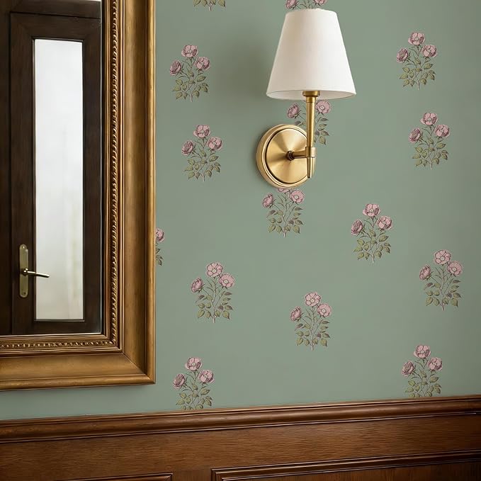 17.3" x 118.1" Vintage Floral Wallpaper Peel and Stick Boho Wallpaper Removable by LUKUUI