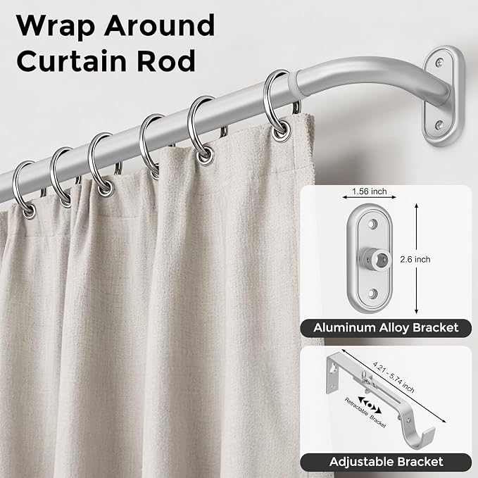 Curtain Rods 36-120 Inch, 1 Inch Adjustable Long Heavy Duty Room Darkening - Image 2