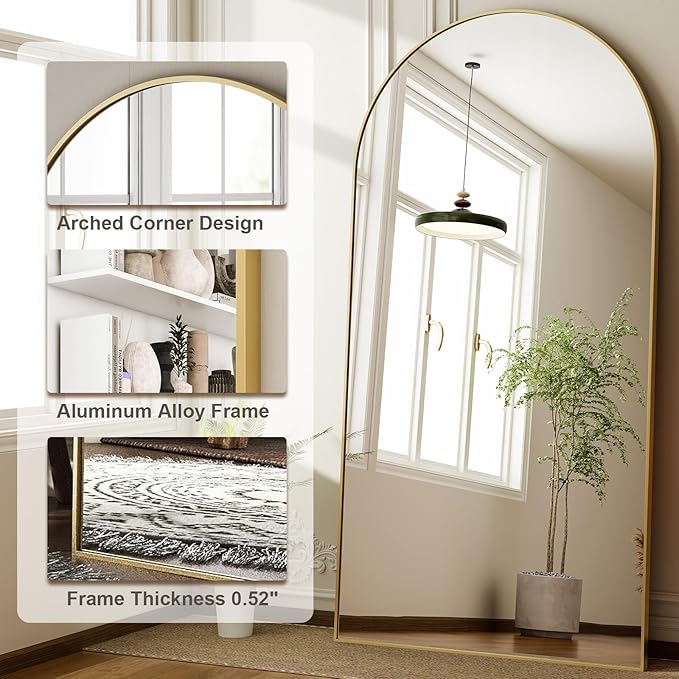 HARRITPURE 76"x34" Arched Full Length Mirror, Floor Mirrors - Image 4