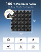 12 Pack Acoustic Foam Panels, Pyramid Sound Proofing Foam, Extra Thick - Image 4