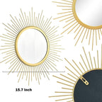 3 Set Gold Sunburst Mirrors for Wall Decorative Metal Mirrors Small Mirror Sets - Image 7