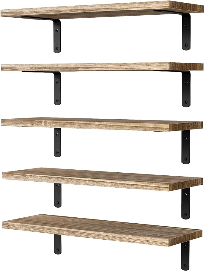 DOLLFIO Floating Shelves, 5 Sets Wall Shelves, Wood Floating Shelves by DOLLFIO