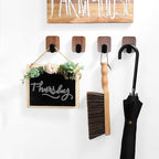 DELITON Wooden Wall Hooks, 4 Pack Acacia Adhesive Towel Hooks Sticky on - Image 3