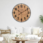 EMAX HOME Large Old Town Farmhouse Wall Clock 24 Inch Rustic Antique Wood - Image 4