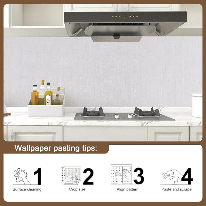 Beige Wallpaper Grasscloth Peel and Stick Wallpaper 15.7"x 393" Fabric Contact - Image 9