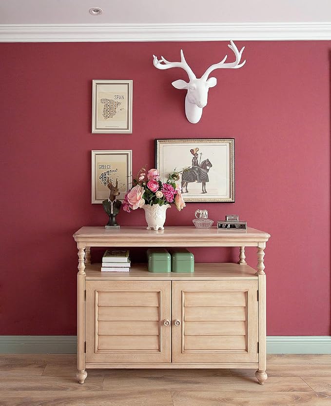 Safiyya Peel and Stick Wallpaper Rose Red Contact Paper Solid Color Decorative - Image 5