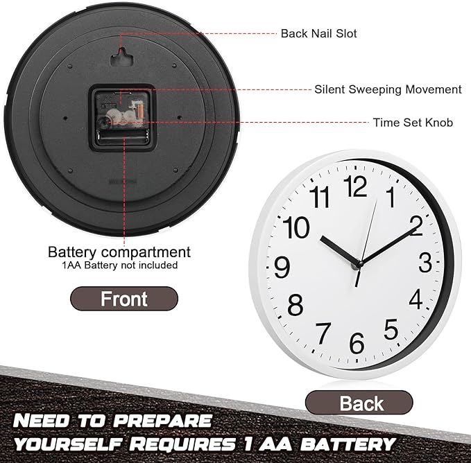 Inbagi 8 Pcs Wall Clock Large Silent Battery Operated Wall Clocks Modern Non - Image 4