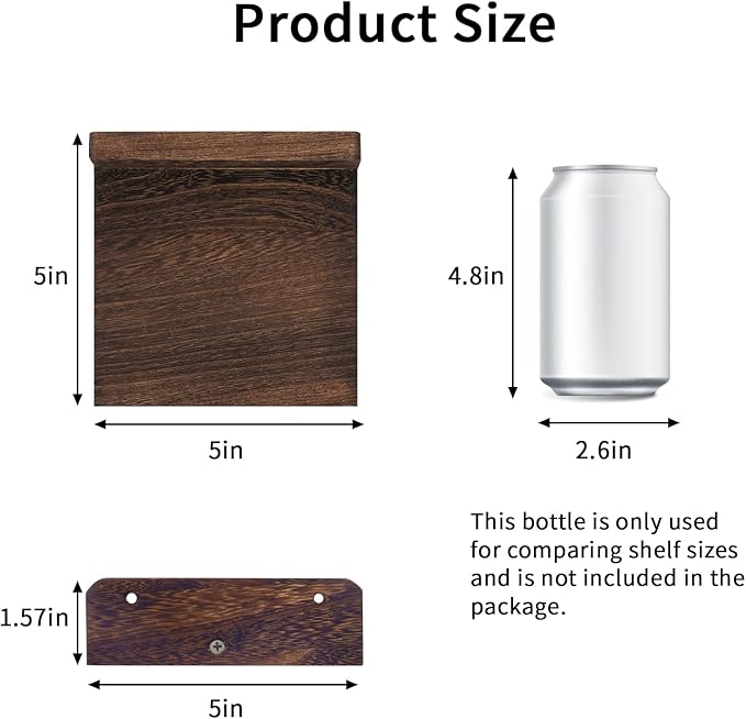 Fixwal Small Shelf for Wall, 5X5 Inches Floating Shelves Set of 4, Rustic Wood - Image 3