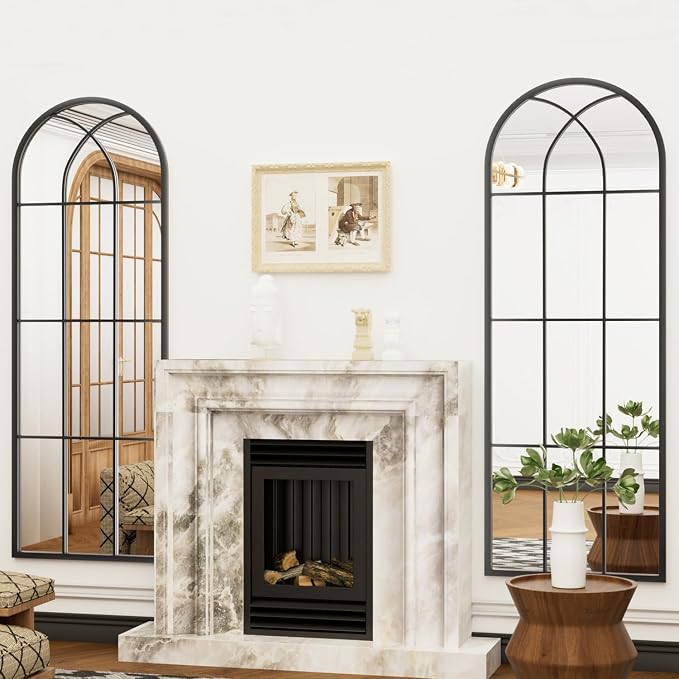 Dewfig 65"x 22" Arched Window pane Full Length Mirror, Wall Mirror, Floor - Image 5
