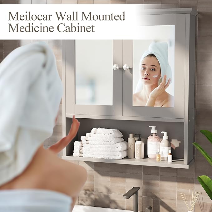 Bathroom Wall Cabinet with Mirror, Bathroom Mirror Cabinet Wall Mounted - Image 4