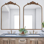 HQiJun Antique Gold Arched Baroque Mirror 24x36 - Image 7
