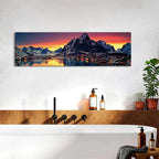 AREBOLO Sunset Mountain Canvas Wall Art Lake Landscape Pictures Nature Wall - Image 5