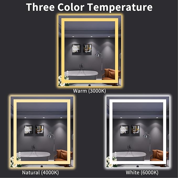 LOAAO 32"X36" LED Bathroom Mirror - Image 5