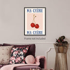 jkahh Funky Cherry Wall Art Vintage Red Blue Aesthetic Poster Trendy Ma Cherie - Image 3
