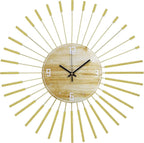 23.6 inch Gold Starburst Wall Clock, Metal & Wood Mid Century Modern Decorative - Image 7