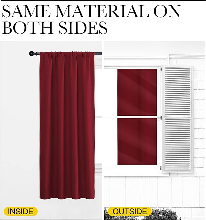NICETOWN Christmas Burgundy Curtains Blackout Drape Panels - Image 6