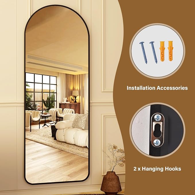 HARRITPURE 64"x21" Arched Full Length Mirror Floor Mirrors - Image 7