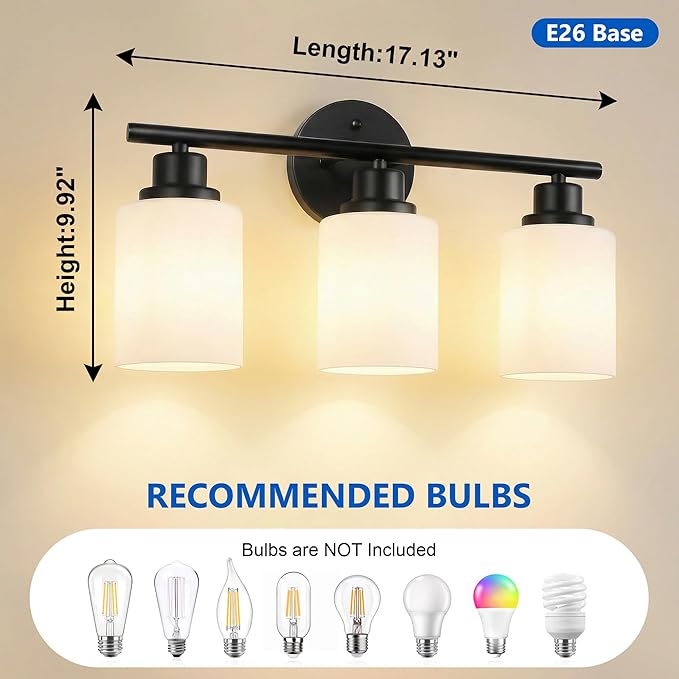 Unicozin 3 Light Bathroom Light Fixtures, Modern Vanity Lights - Image 2