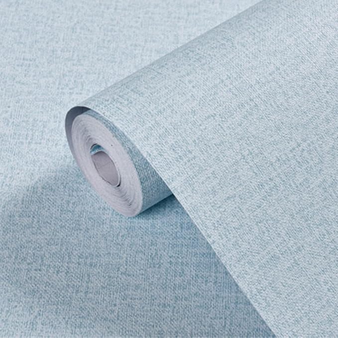 Yancorp Textured Fabric Grasscloth Peel and Stick Wallpaper Blue Contact Paper - Image 7