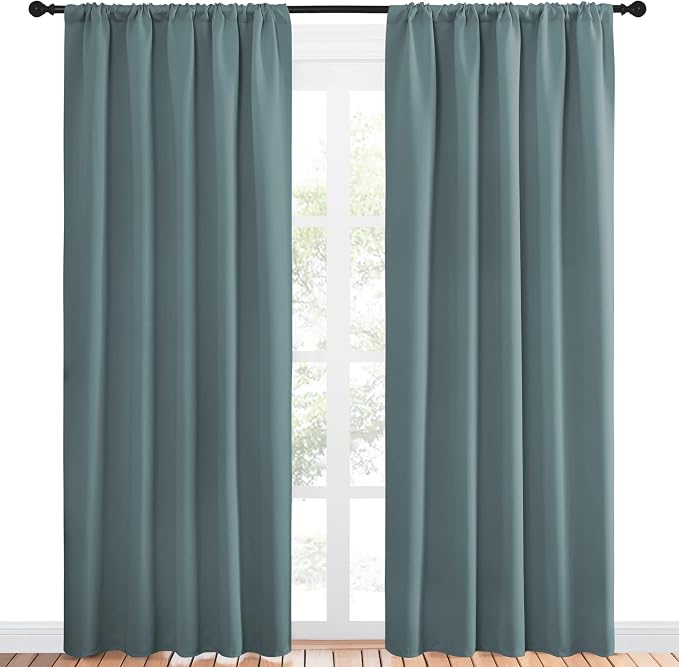 NICETOWN Greyish Blue Blackout Curtains Panels - Image 2