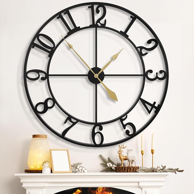 LEIKE Extra Large Wall Clocks, Silent Little Ticking, Battery Operated Vintage - Image 8